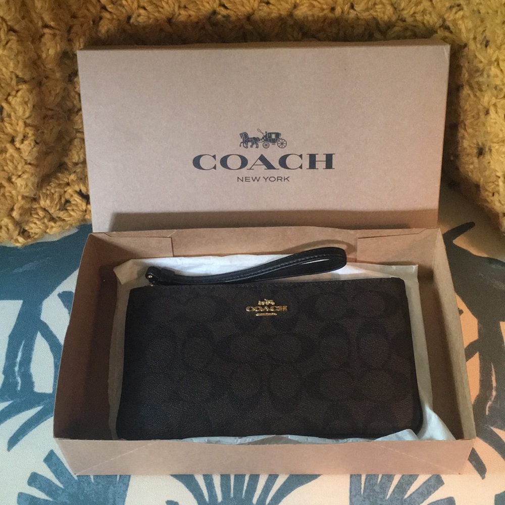Coach Wristlet / Clutch Bag NEW Brown/Black